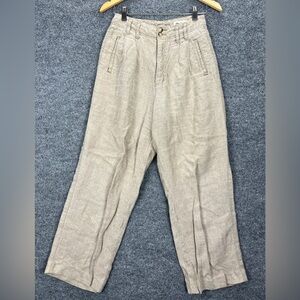 Eddie Bauer Linen Pants Women 4 Beige High Waist Wide Leg